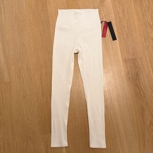 Carbon38 White Ribbed Leggings